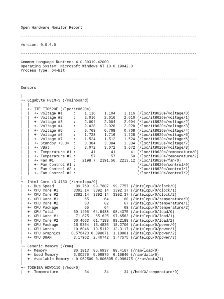 OpenHardwareMonitor Report | PDF | Office Equipment | Electrical ...