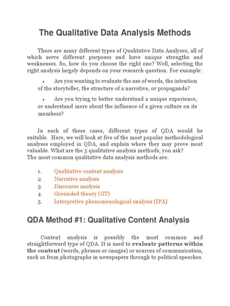 The Qualitative Data Analysis Methods | PDF | Qualitative Research ...