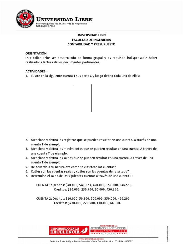 Taller de Contabilidad y Presupuesto | PDF | Estado de resultados ...