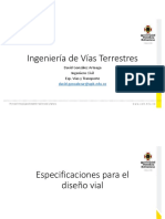 Especificaciones para El Diseño Vial