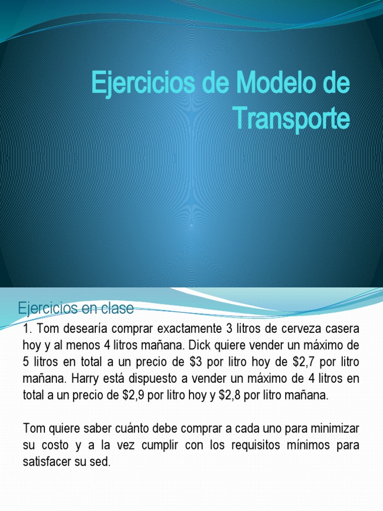 Ejercicios de Modelo de Transporte | PDF
