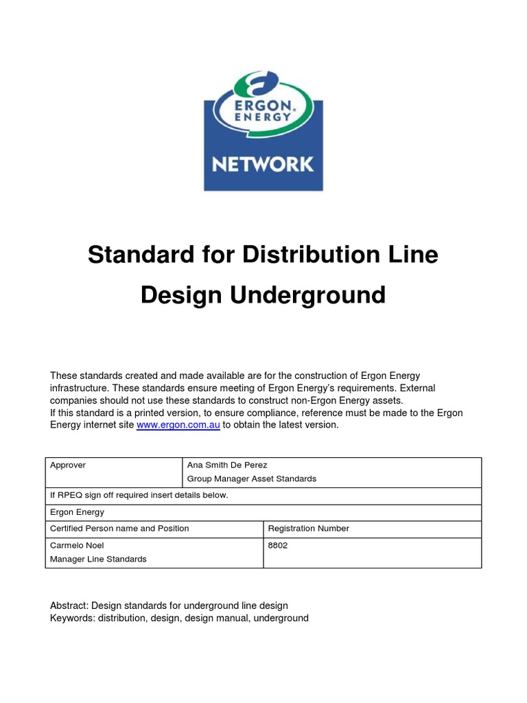 Ergon Underground Line Design Standards | PDF | Electrical Substation ...