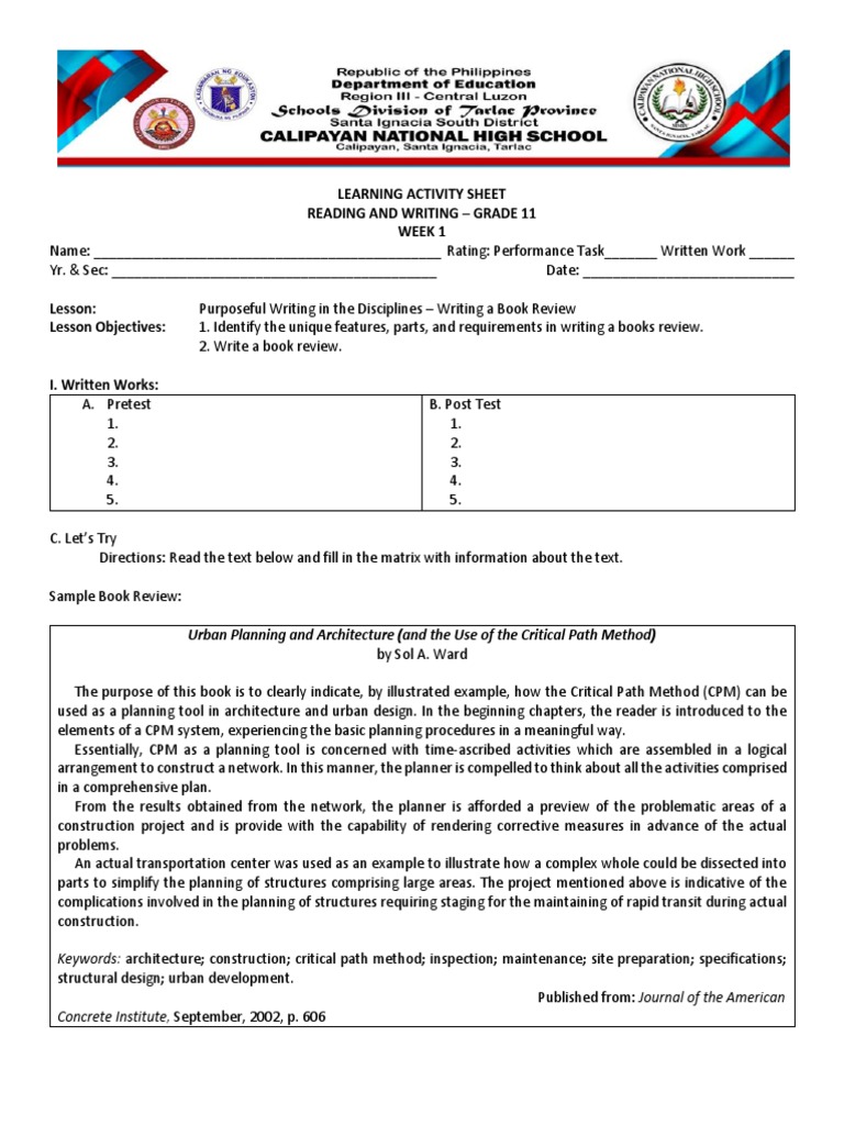 Reading And Writing Grade 11 Cg