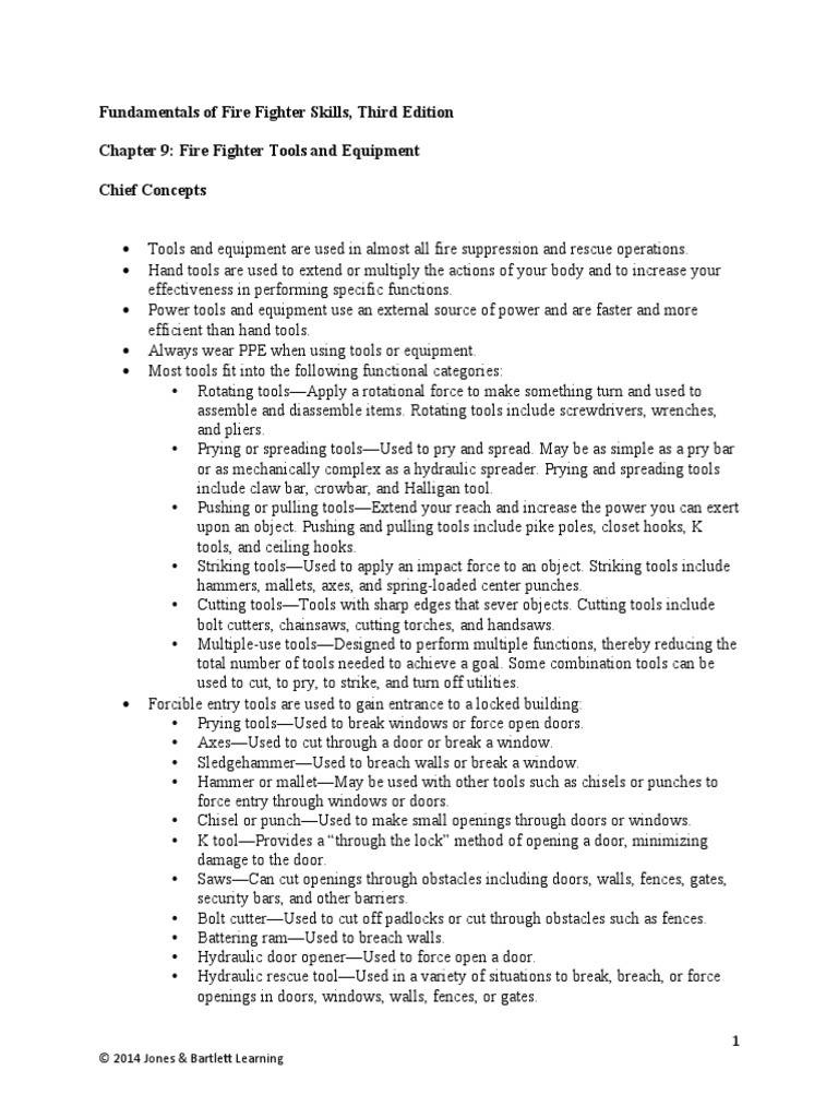 Chapter 9 Fire Fighter Tools and Equipment | PDF | Tools | Door