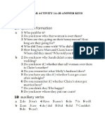 Grammar Activity 1a-1b Answer Keys