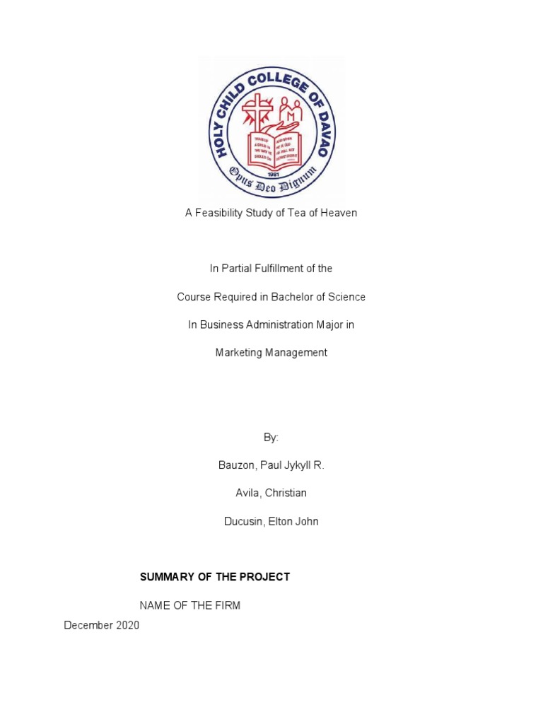 Feasibility Study for Tea of Heaven | PDF | Beverages | Business