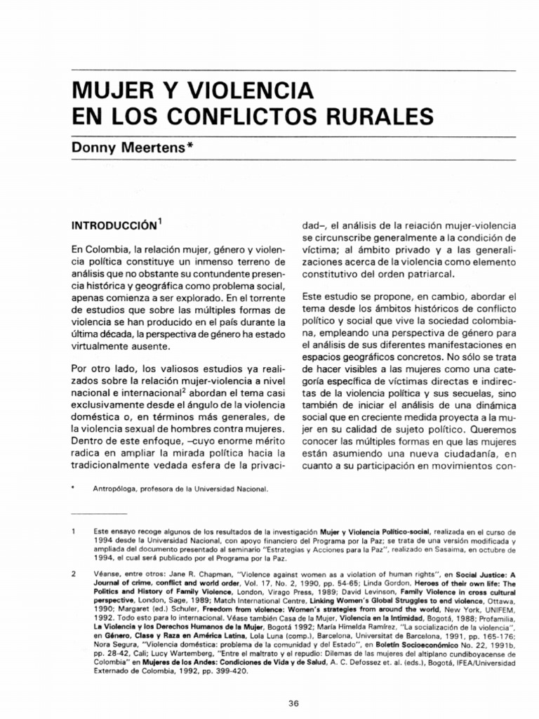 Mujer y Violencia en Los Conflictos Rurales | PDF | Estudios de género ...