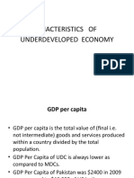 Chacteristics of Underdeveloped Economy