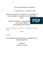 Decreto 444 Por El Cual Se Dicta La Ley de Ejercicio de La Ingeniería, Arquitectura y Profesiones Afines