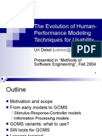 The Evolution of Human-Performance Modeling Techniques For Usability