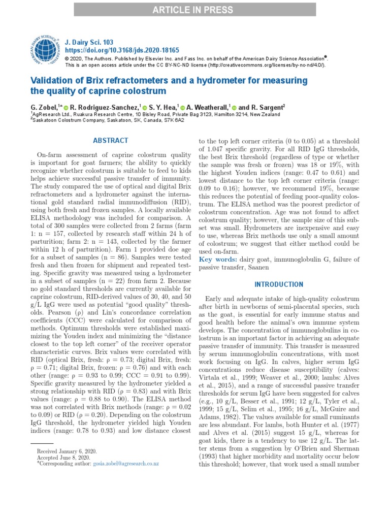 Validation of Brix Refractometers and A Hydrometer PDF Teaching