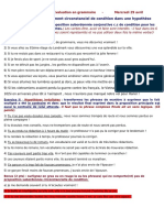 4èmes C - Conditionnel Présent Et Passé. - EVALUATION.