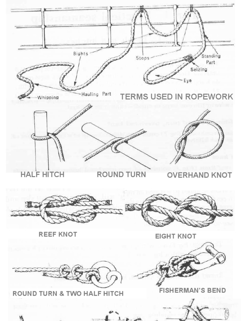 Terms Used in Ropework Half Hitch Round Turn Overhand Knot PDF Knot Scoutcraft