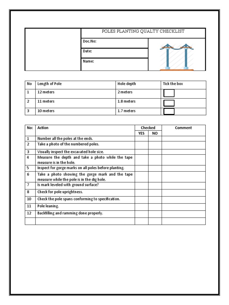 Utility Pole Inspection Checklist | PDF