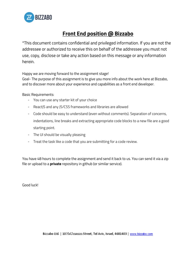 Front End Developer Assignment at Bizzabo | PDF | Computing | Software