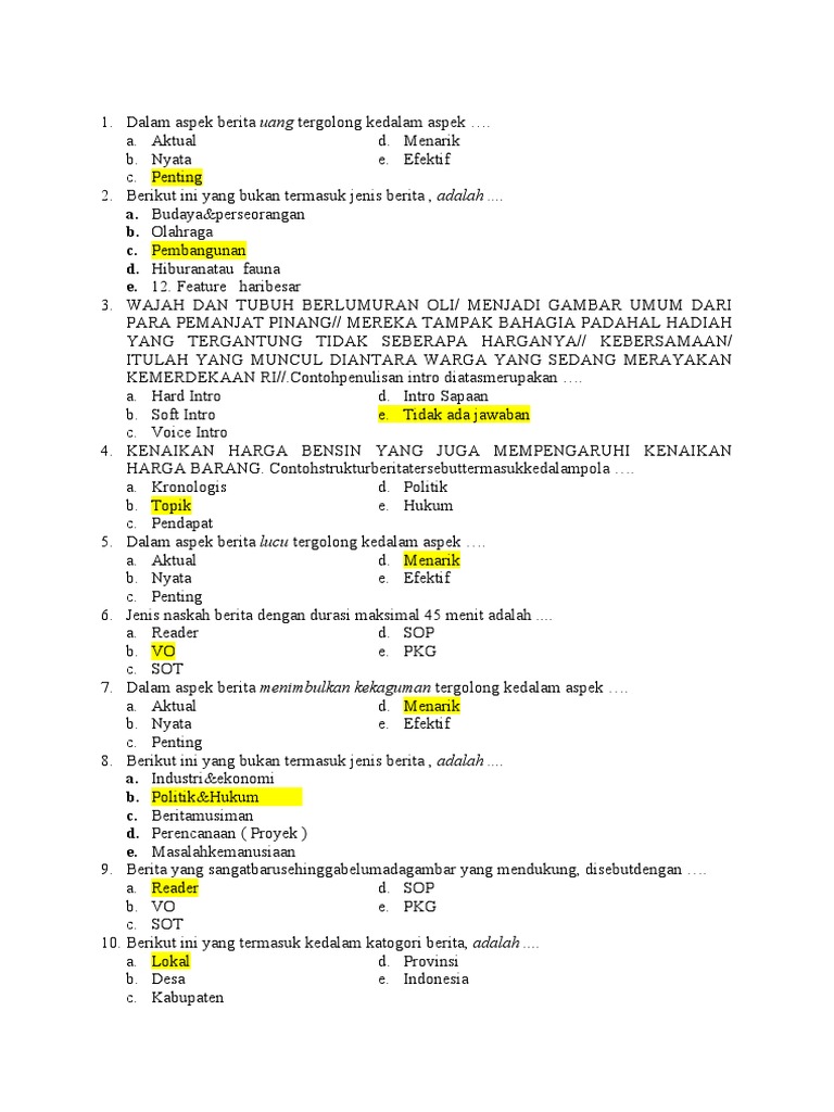 Contoh soal pilihan ganda komunikasi data semester 2 kelas 11