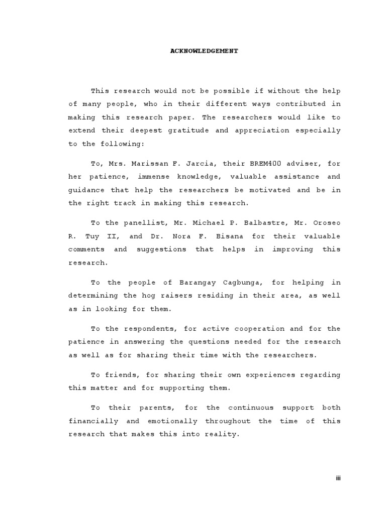 Acknowledgements for Research Study | PDF | Wellness