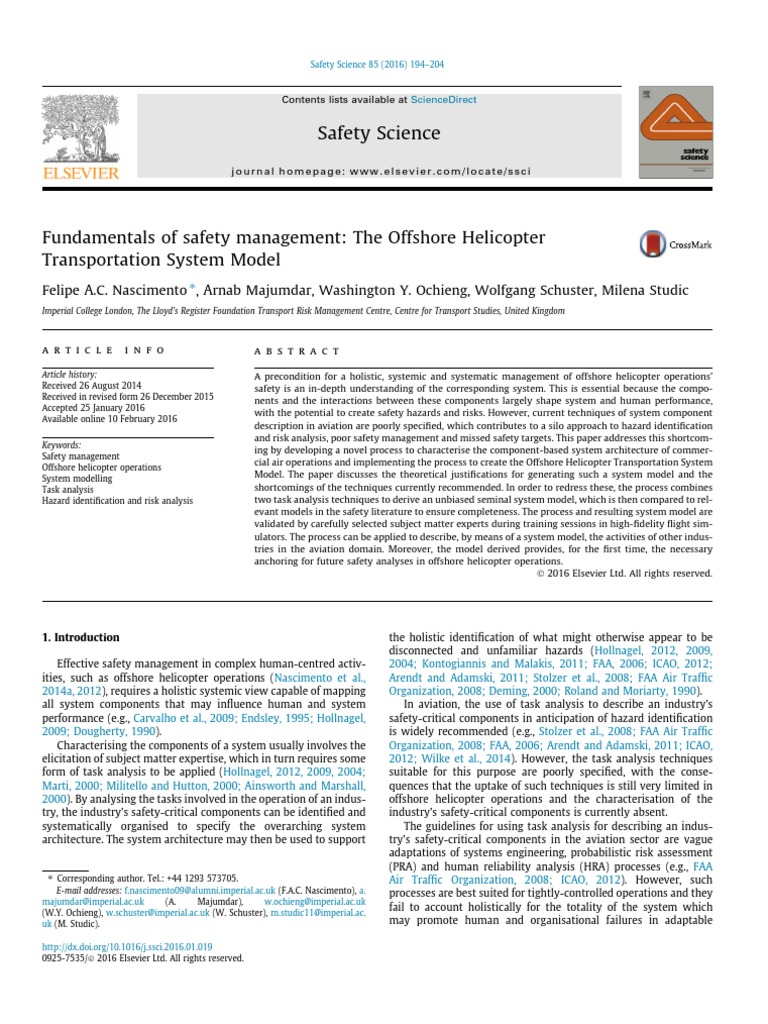 Offshore Helicopter Safety Management Model | PDF | Air Traffic Control ...