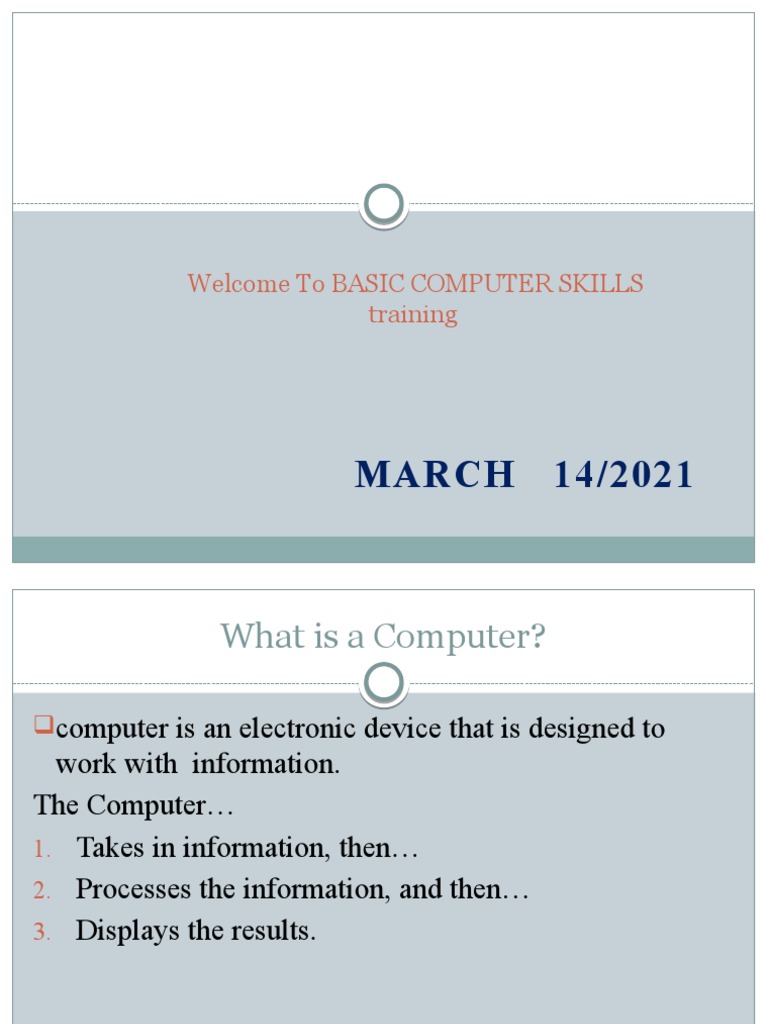 Basic Computer Skills | PDF | Operating System | Personal Computers