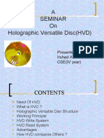 A Seminar On Holographic Versatile Disc (HVD) : Presented By: Irshad Ahmad CSE (IV Year)