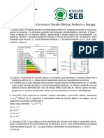 LISTA de EXERCÍCIOS - 3º Anos - Corrente, Tensão, Potência e Energia