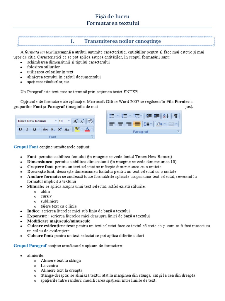 Formatarea Textului | PDF