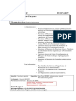 Plan Interne D'urgence: Circulaire #2115 DU 03/12/2007 Objet Réseaux: CF Niveaux Et Services