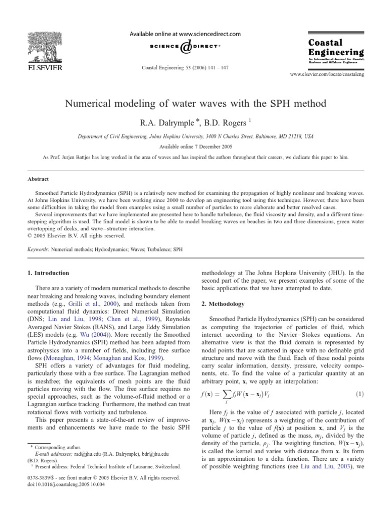 SPH Method for Modeling Water Waves | PDF | Fluid Dynamics | Navier ...