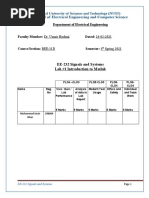 EE-232 Signals and Systems Lab #1 Introduction To Matlab: Department of Electrical Engineering