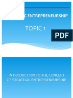 Strategic Entrepreneurship: Topic 1