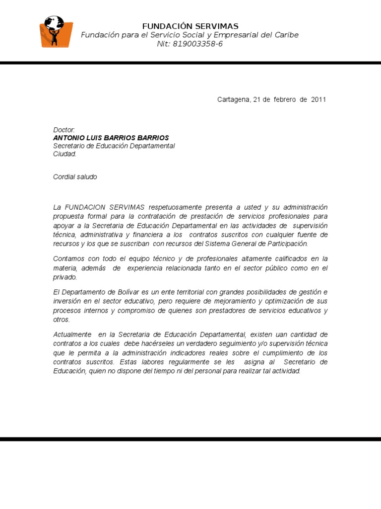 carta de presentacion