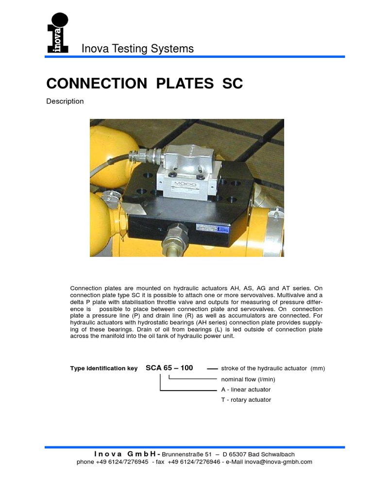 Inova Connection Plates for Actuators | PDF | Actuator | Gases