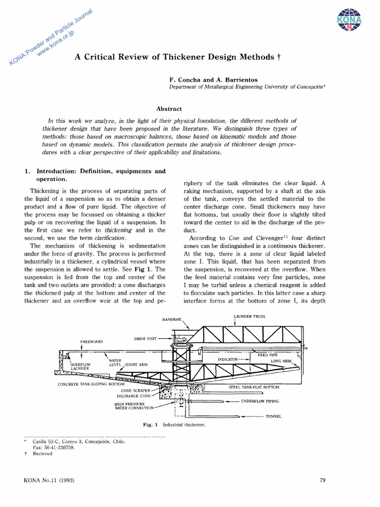 Critical Review Thickener Methods PDF Physical Quantities