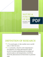 Nature & Functions of Research: by Prof. Anita B. Catolico