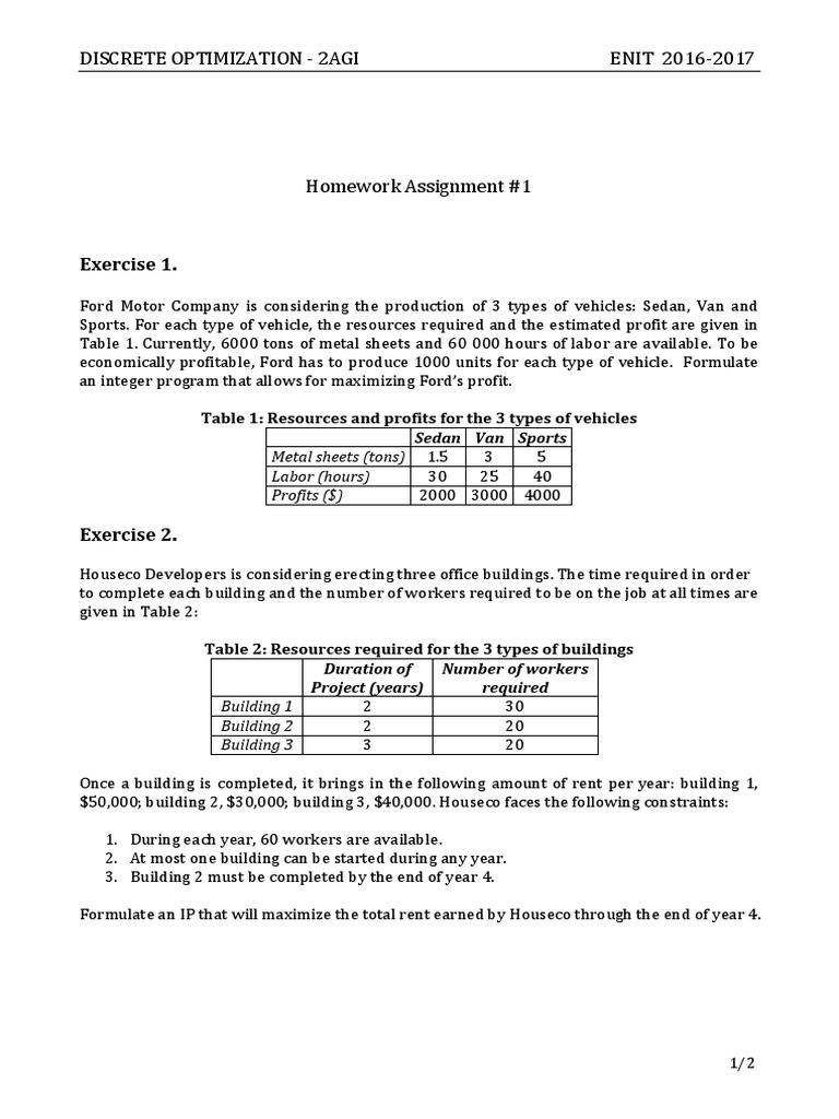 Integer Programming for Vehicle and Building Optimization | PDF ...