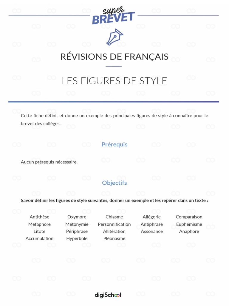 Brevet Figures Style Fiche Cours 3eme Pdf Metaphore Persuasion