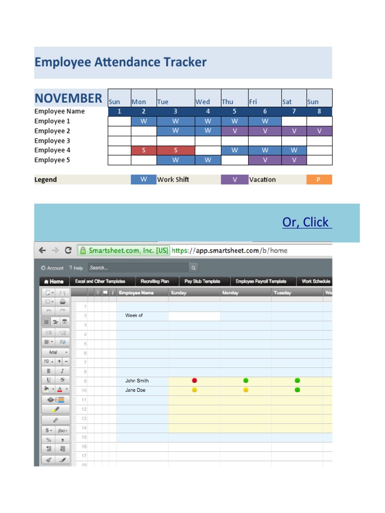 Or, Click Here To Create Your Employee Attendance Tracker | PDF