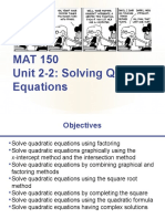 2-2 Solving Quadratic Equations Guided Notes