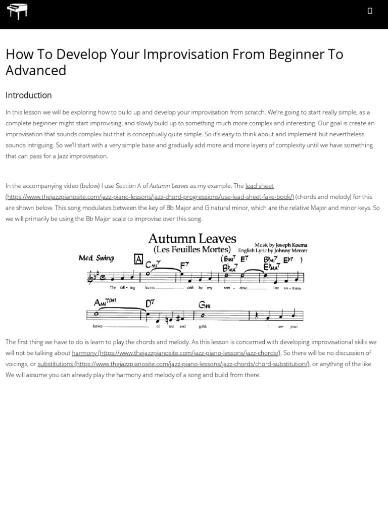 How To Develop Your Improvisation From Beginner To Advanced Pdf