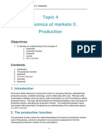 Topic 4 Economics of Markets 3: Production: Objectives