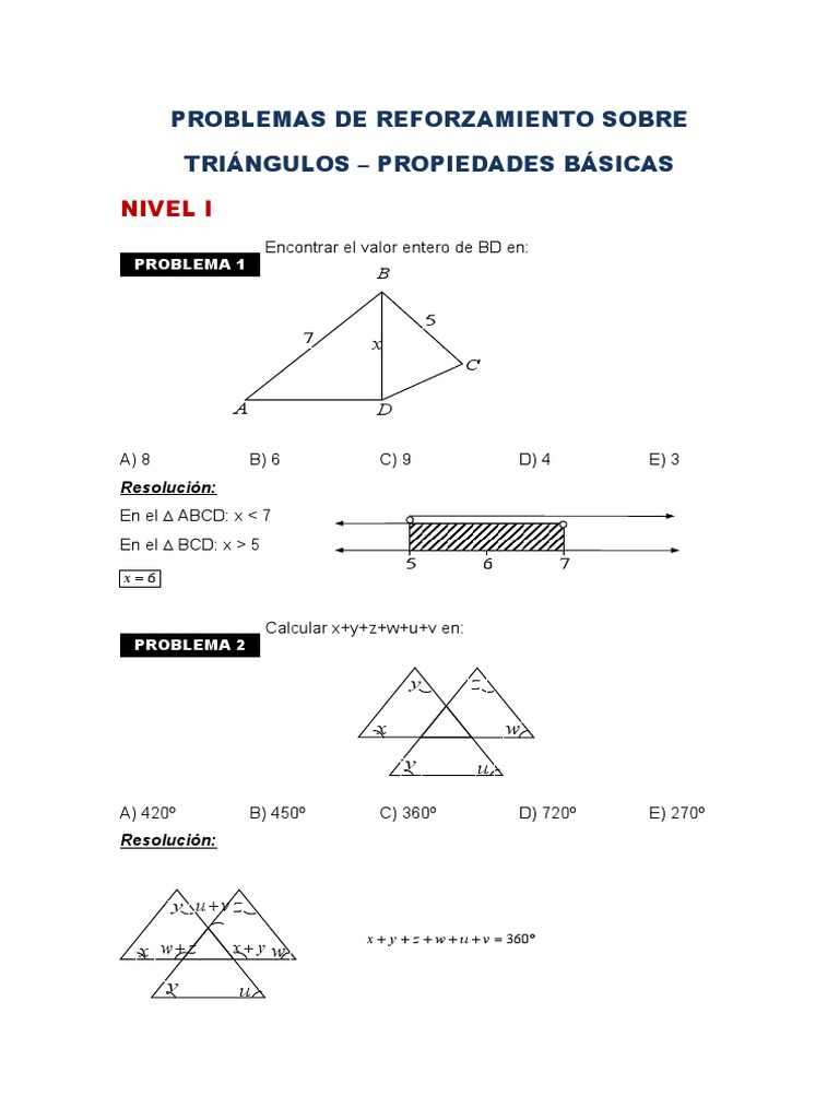 Problemas de Triángulos: Nivel I y II | PDF | Triángulo | Geometría Convexa
