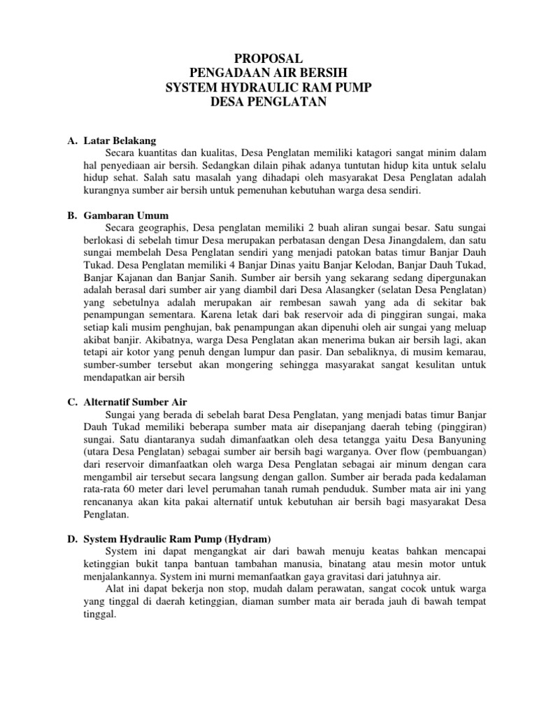 Proposal Hydram Pump | PDF