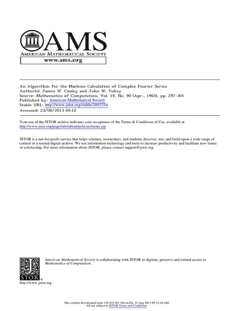 Cooley-Tukey FFT Algorithm Overview | PDF | Matrix (Mathematics ...