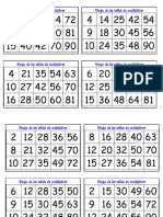 Bingo de Las Tablas de Multiplicar Cartones