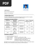 Arunraj E: Qualification Educational Institution Board/University Year of Completion Percentage/ Cgpa