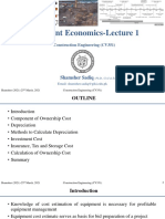 Equipment Economics-Lecture 1: Shamsher Sadiq