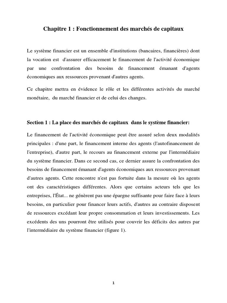 Fonctionnement des marchés de capitaux | PDF | Obligation (Finance ...