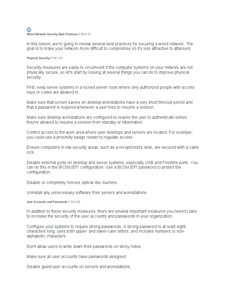 9 Wired Network Security Best Practices PDF