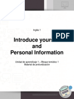 Introduce Yourself and Personal Information: Inglés 1
