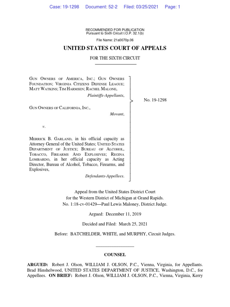 Gun Owners of America v. Garland Bump Stock Victory PDF Chevron U.S.A. Environmental Law